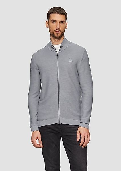 s.Oliver Strickjacke Strukturierte Strickjacke mit Logo-Patch günstig online kaufen