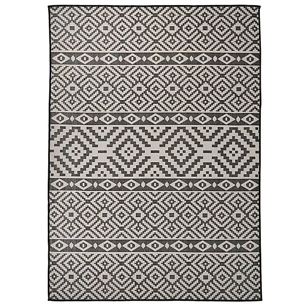 vidaXL Outdoor-Teppich Flachgewebe 200x280 cm Schwarz Gestreift 340854 günstig online kaufen