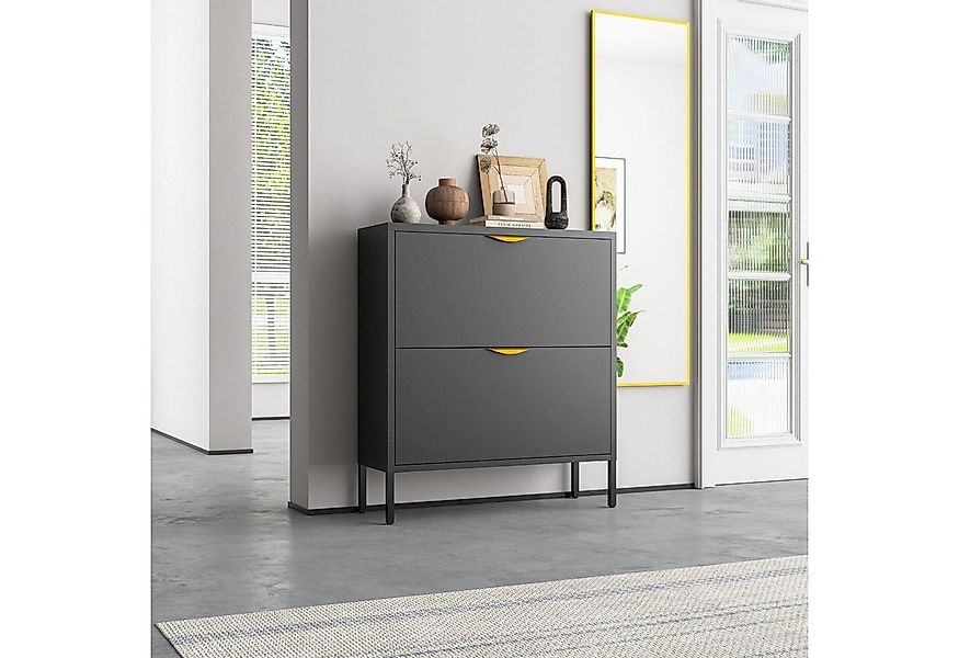 Mein-Regal Sideboard PARIS, Schwarz Schuhschrank aus Metall 2 Kippfächer fü günstig online kaufen