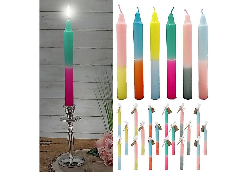 CEPEWA Tafelkerze Stabkerzen 24er Set 6 Farben 2x19cm Paraffin günstig online kaufen