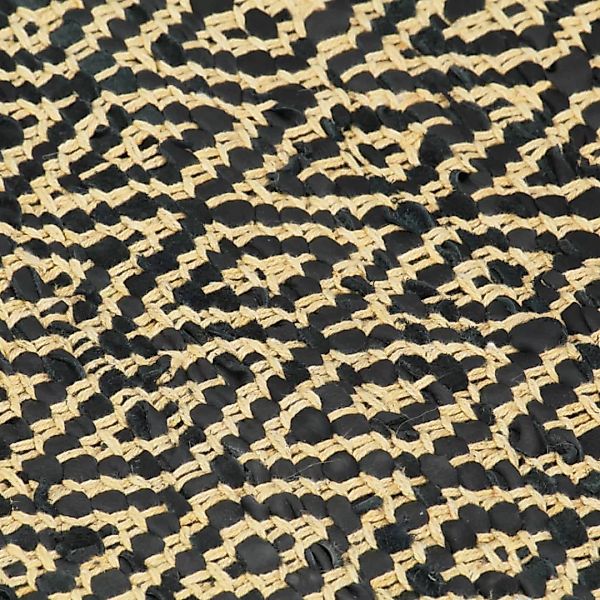 Handgewebter Chindi-teppich Leder Baumwolle 80x160cm Schwarz günstig online kaufen
