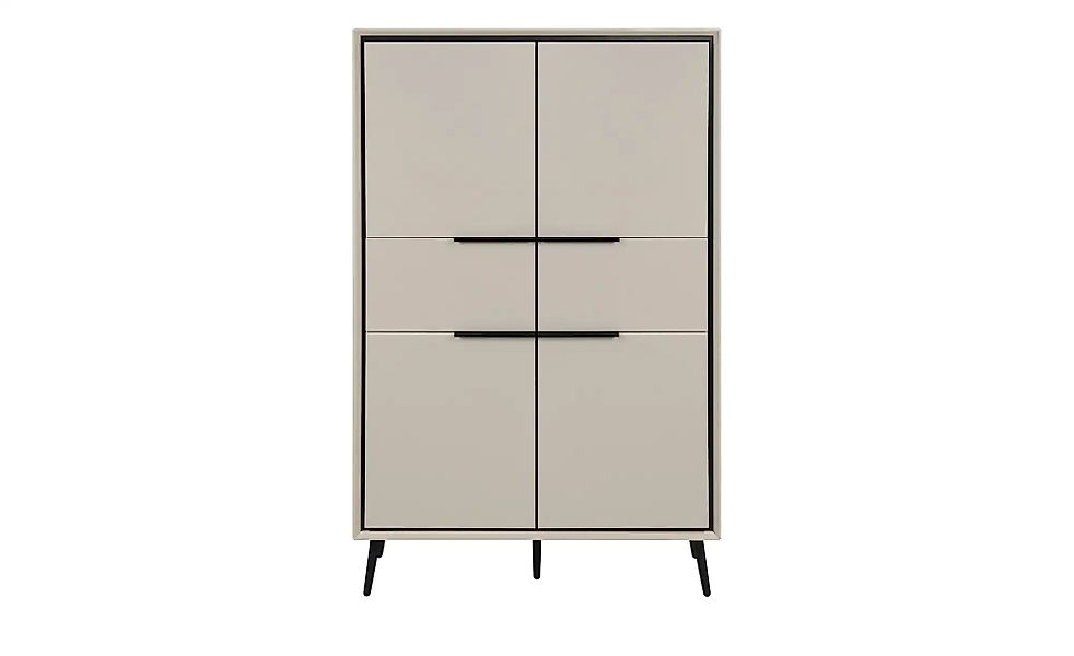 Finori Highboard 4 Türen, 2 Schubladen, 4 Böden, Sand / Schwarz - 90x140x38 günstig online kaufen