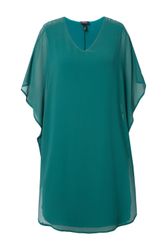 Ulla Popken Cocktailkleid Chiffonkleid doppellagig V-Ausschnitt günstig online kaufen