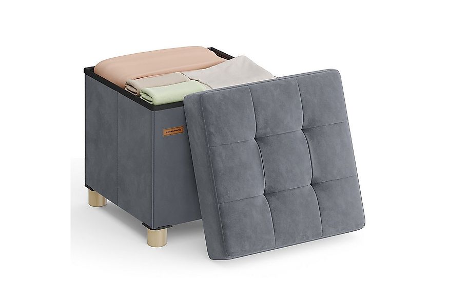 SONGMICS Sitzhocker, Sitzhocker, Aufbewahrungsbox faltbar, 38 x 38 x 40 cm, günstig online kaufen