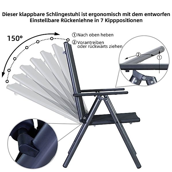 CCLIFE Klappstuhl Gartenstühle Balkonstühle Alu Gartenstuhl günstig online kaufen