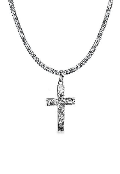 Kuzzoi Kette mit Anhänger Herren Zopfkette Kreuz Gehämmert 925 Silber günstig online kaufen