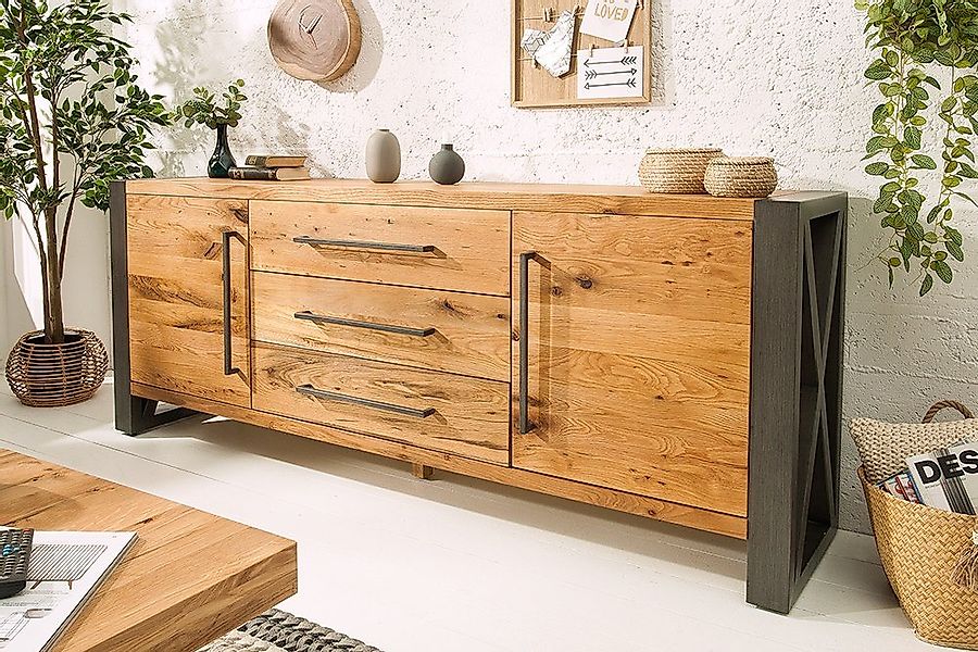 riess-ambiente Sideboard THOR 200cm natur, Massivholz · Anrichte · Wildeich günstig online kaufen