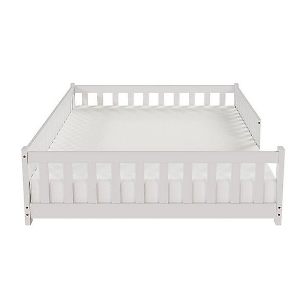 Juskys Kinderbett Naya, 140x200 cm Bodenbett, Holz, mit Matratze, Rausfalls günstig online kaufen