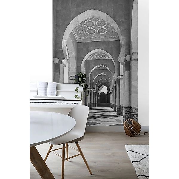 ESTAhome Fototapete Marrakecher Riad-Galerie Schwarz-Weiß 1,86 x 2,79 m 158 günstig online kaufen