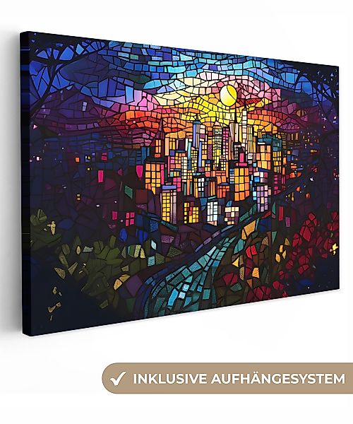 OneMillionCanvasses® Leinwandbild Stadt - Mond - günstig online kaufen
