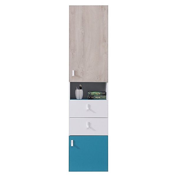 Lomadox Regal PITTSBURGH-133, Regalschrank, weiß/Eiche/blau günstig online kaufen