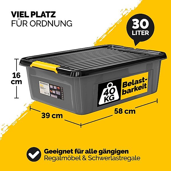 Aufbewahrungsbox 6er-Set Grau/Anthrazit 58x39x16cm stapelbar günstig online kaufen
