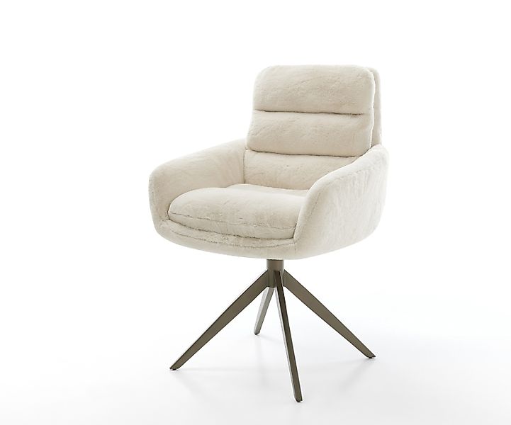 Drehstuhl Abelia-Flex mit Armlehnen Plüsch Creme-Weiß Kreuzgestell breit Ef günstig online kaufen