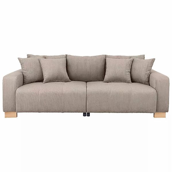 Big Sofa Alpha New dunkelbeige Velourstoff B/H/T: ca. 244x85x112 cm günstig online kaufen