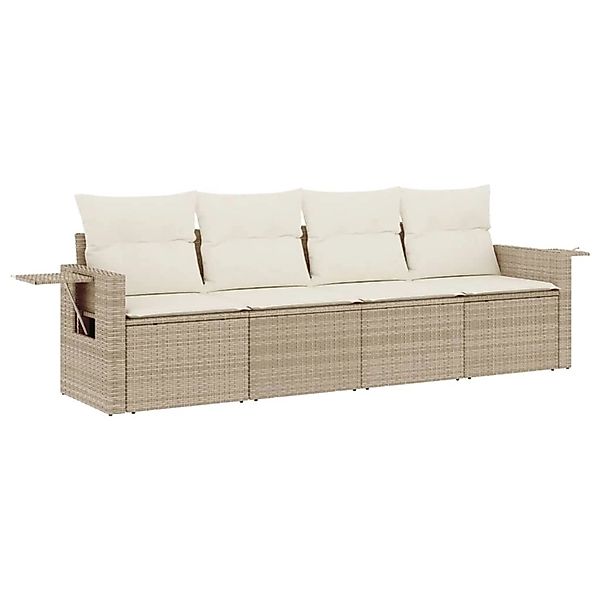 vidaXL 4-Tlg Garten-Sofagarnitur mit Kissen Beige Poly Rattan 3252215 günstig online kaufen