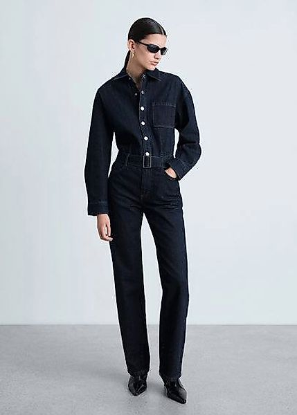 Jumpsuit aus Rinse-Wash-Jeans mit Gürtel günstig online kaufen