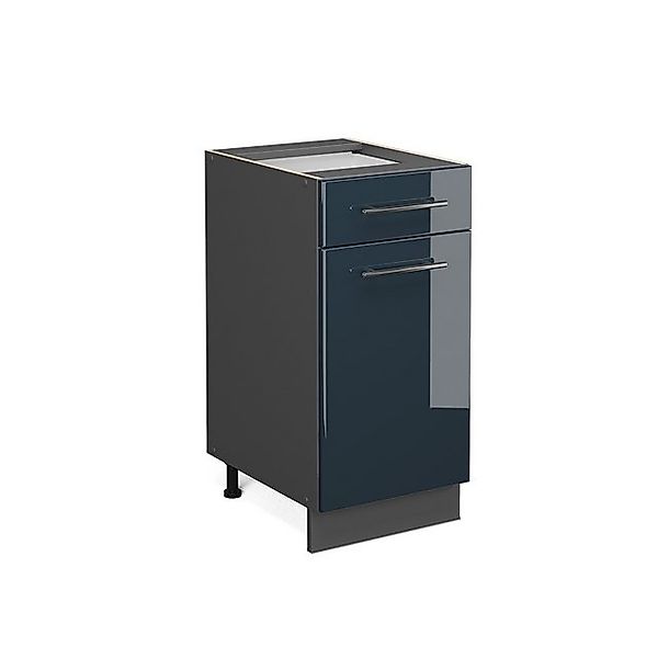 Vicco Küchenunterschrank Fame-Line Dunkelblau Hochglanz/Anthrazit 40 cm ohn günstig online kaufen
