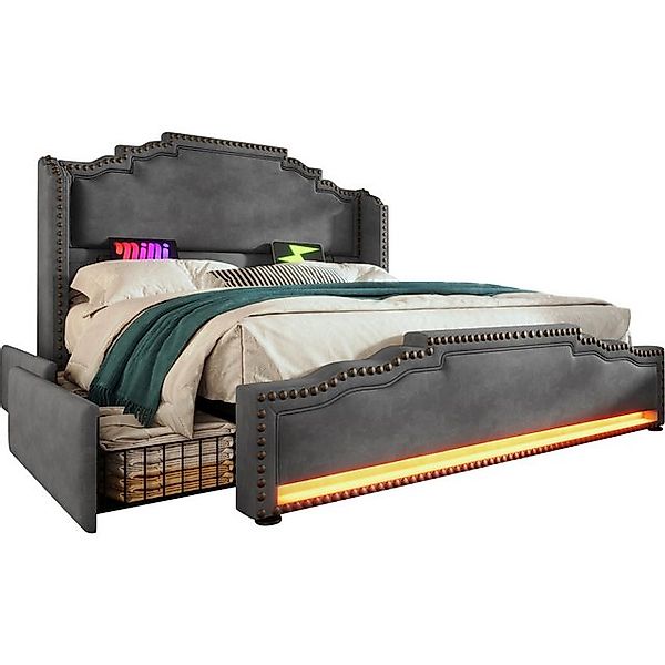 REDOM Polsterbett Vintage Bett mit handgefertigte Nieten (Stauraumbett,Juge günstig online kaufen