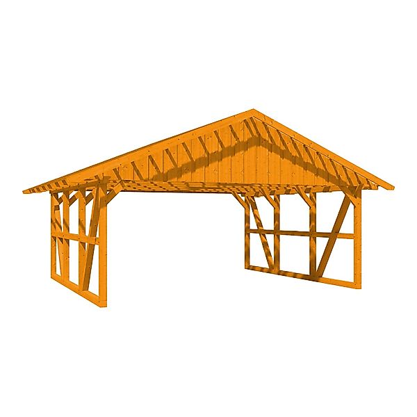 Skan Holz Carport Schwarzwald mit Dachlattung 684 x 600 cm Eiche günstig online kaufen