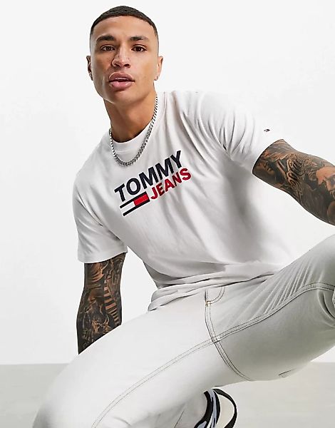 Tommy Jeans – Weißes T-Shirt mit Logo günstig online kaufen