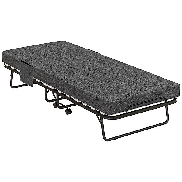 HOMCOM Klappbett mit Rollen 10 cm Matratze Abdeckung Dunkelgrau 190 x 80 x günstig online kaufen