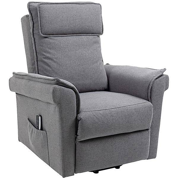 HOMCOM Aufstehsessel Leinen Schaumstoff Stahl Grau 86B x 95T x 106H cm günstig online kaufen