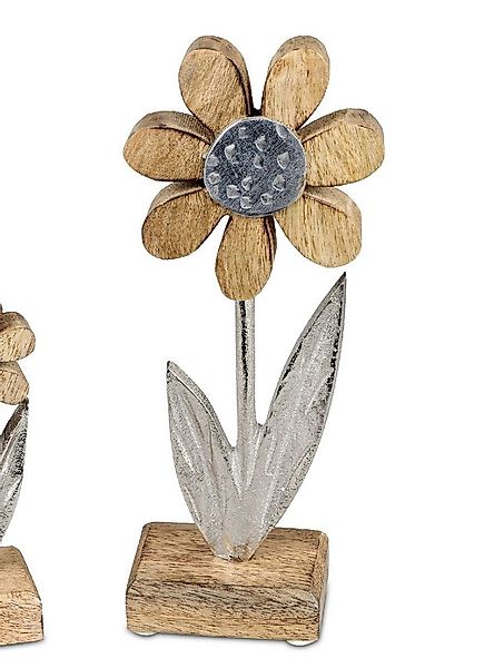 formano Dekofigur Alu Mangoholz, Auf Sockel, natur, Motiv: Blume günstig online kaufen