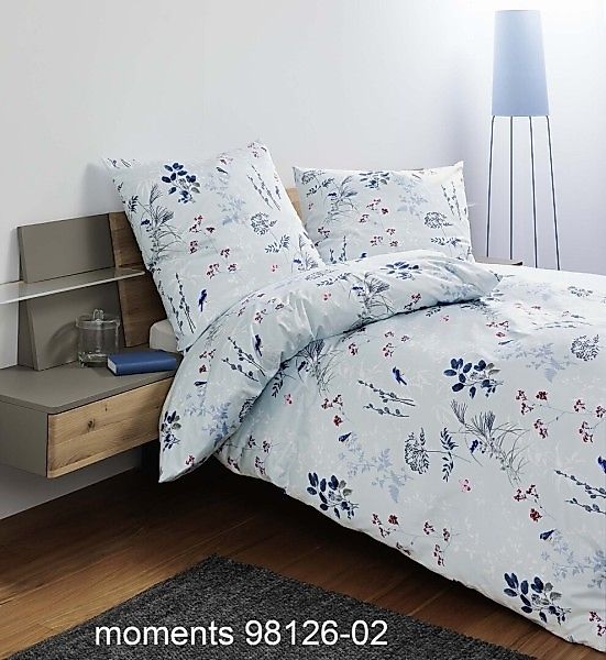 Janine Janine Mako-Satin Bettwäsche moments 98126 eisblau Größe:  135x200 c günstig online kaufen