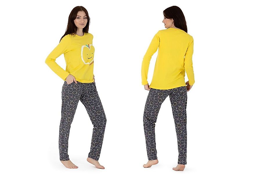 LOREZA Schlafanzug Schlafanzug Pyjama langarm- Apple - Bunt (Set, 2 tlg) günstig online kaufen