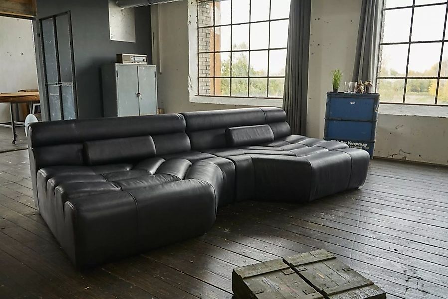 KAWOLA Sofa TARA, XXL Big Sofa Leder schwarz günstig online kaufen