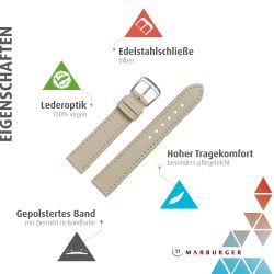 MARBURGER Uhrenarmband 20mm Kunststoff Vegan Beige günstig online kaufen