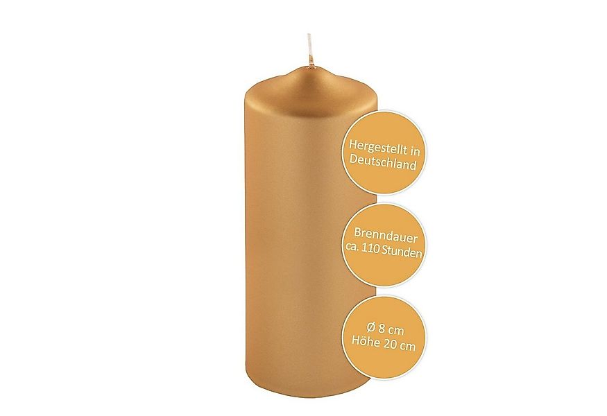 Fink Stumpenkerze FINK Stumpenkerze Candle - gold - H. 20cm x D. 8cm (1 Stü günstig online kaufen