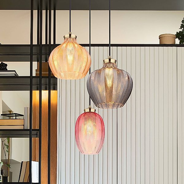 Hängelampe Jessica, Ø 45 cm, bunt, 3-flg., Glas günstig online kaufen