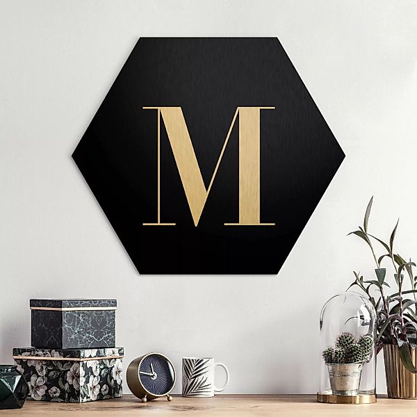 Hexagon-Alu-Dibond Bild Buchstabe Serif Schwarz M günstig online kaufen