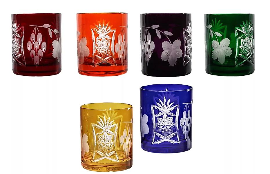Whiskyglas Trinkbecher Handgeschliffen Kristallglas Traube 280ml 6er-Set Mi günstig online kaufen