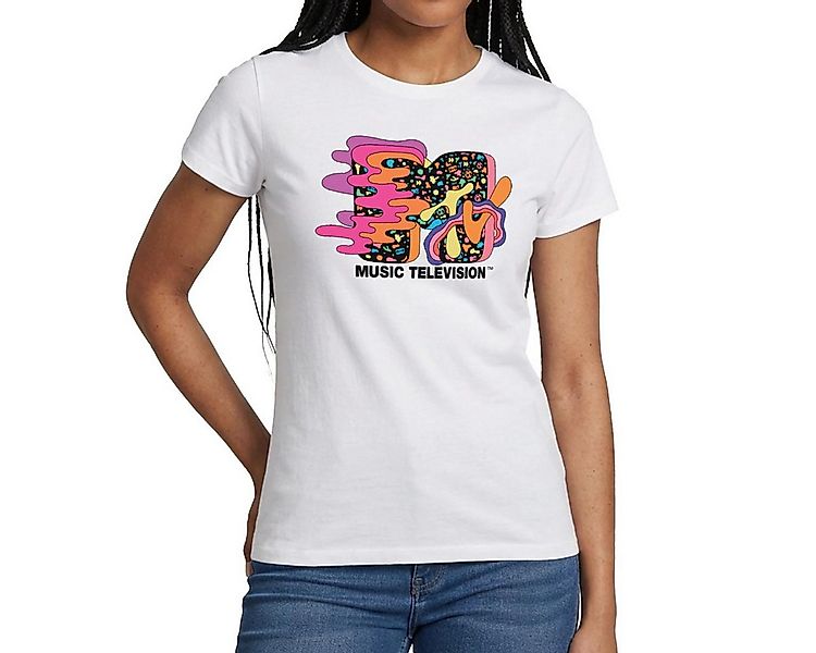 Spreadshirt T-Shirt MTV Music Television Buntes Trippy Logo Frauen T-Shirt günstig online kaufen