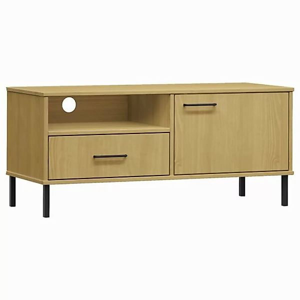 furnicato TV-Schrank OSLO mit Metallbeinen Braun Massivholz Kiefer (1-St) günstig online kaufen