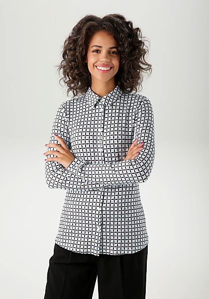 Aniston CASUAL Hemdbluse mit farbharmonischem Retro-Muster günstig online kaufen
