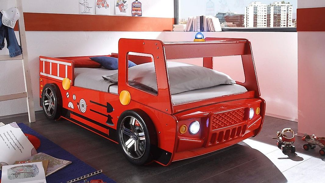 Begabino Autobett Feuerwehrbett Spark MDF rot Lack inkl Beleuchtung günstig online kaufen