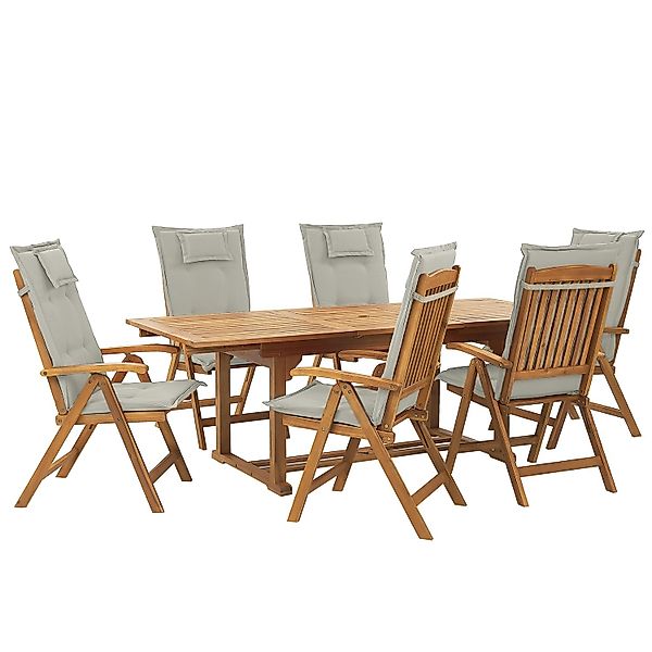 Beliani Gartentisch Set JAVA Taupe 90x220x105 günstig online kaufen
