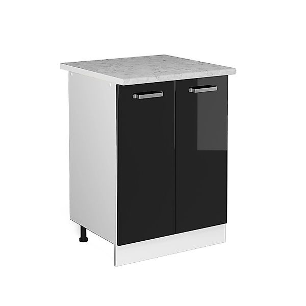 Vicco Küchenunterschrank R-Line Schwarz Hochglanz/Weiß 60 cm AP Marmor günstig online kaufen