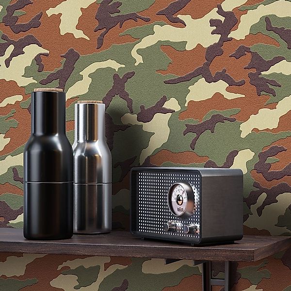 Newroom Vliestapete, Braun Kindertapete Kinder Camouflage günstig online kaufen