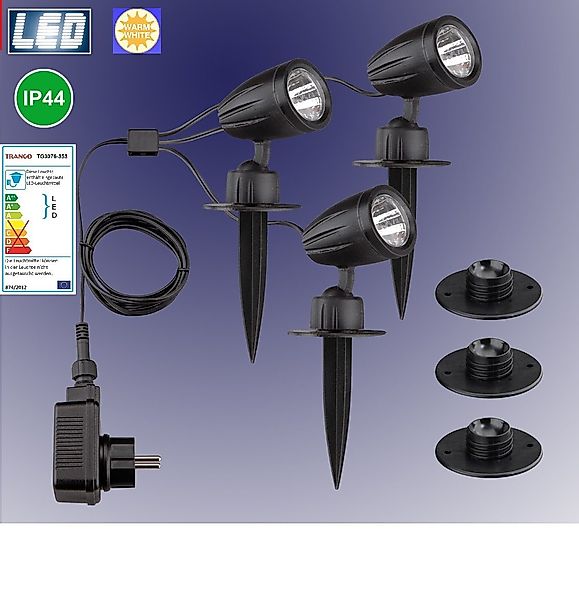 TRANGO LED Gartenstrahler, 3-flammig 3076-353 IP44 günstig online kaufen