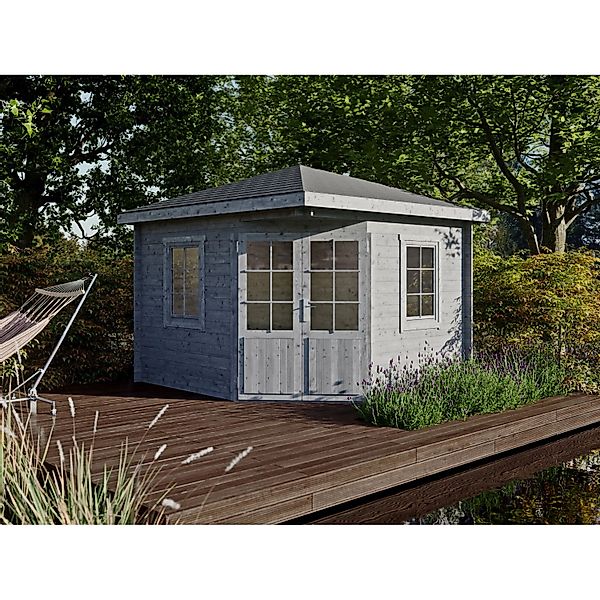 Fjordholz 5-Eck Gartenhaus Modell Evelyn 3A Grau Imprägniert günstig online kaufen