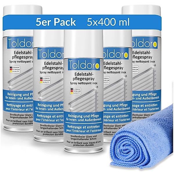 Toldoro Set 5x Edelstahl Pflegespray 400ml  Edelstahlreiniger für Küche ode günstig online kaufen