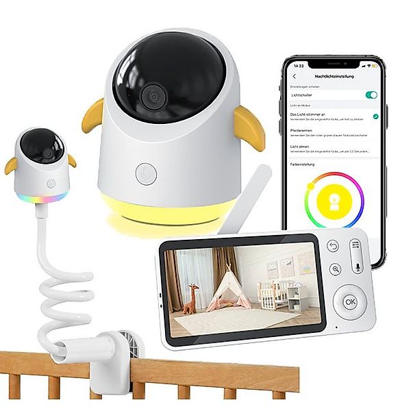 Boifun Babyphone 5 Zoll Babyphone mit Kamera App mit Halterung, Split-Scree günstig online kaufen