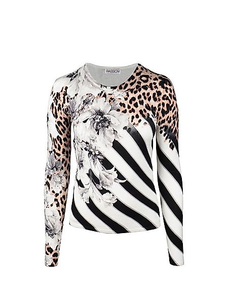 Passioni Strickpullover mit Leopardenmuster mit abstrakten Blumen günstig online kaufen
