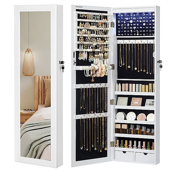 SONGMICS Schmuckschrank Spiegelschrank Wandspiegel Schmuck-Organizer mit günstig online kaufen