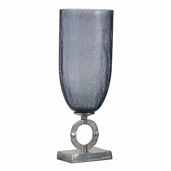 Vase 17 X 17 X 47 Cm Kristall Grau Metall Silber günstig online kaufen