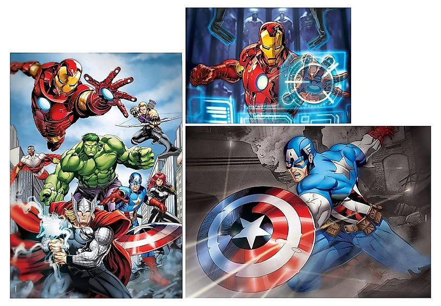 Clementoni® Puzzle 97528 - Puzzle Set - Marvel Avengers (1x 500 Teile, 2x 1 günstig online kaufen